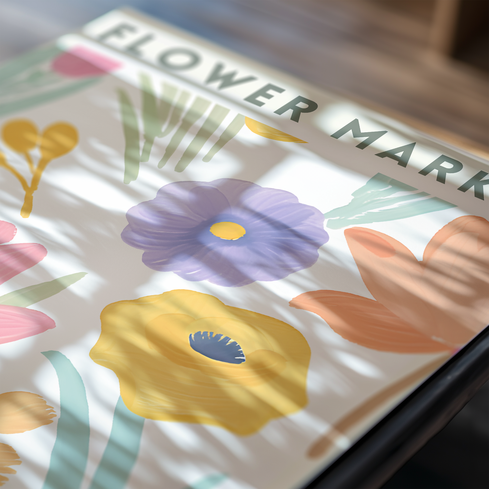 Floral design with 'FLOWER MARKET' text
