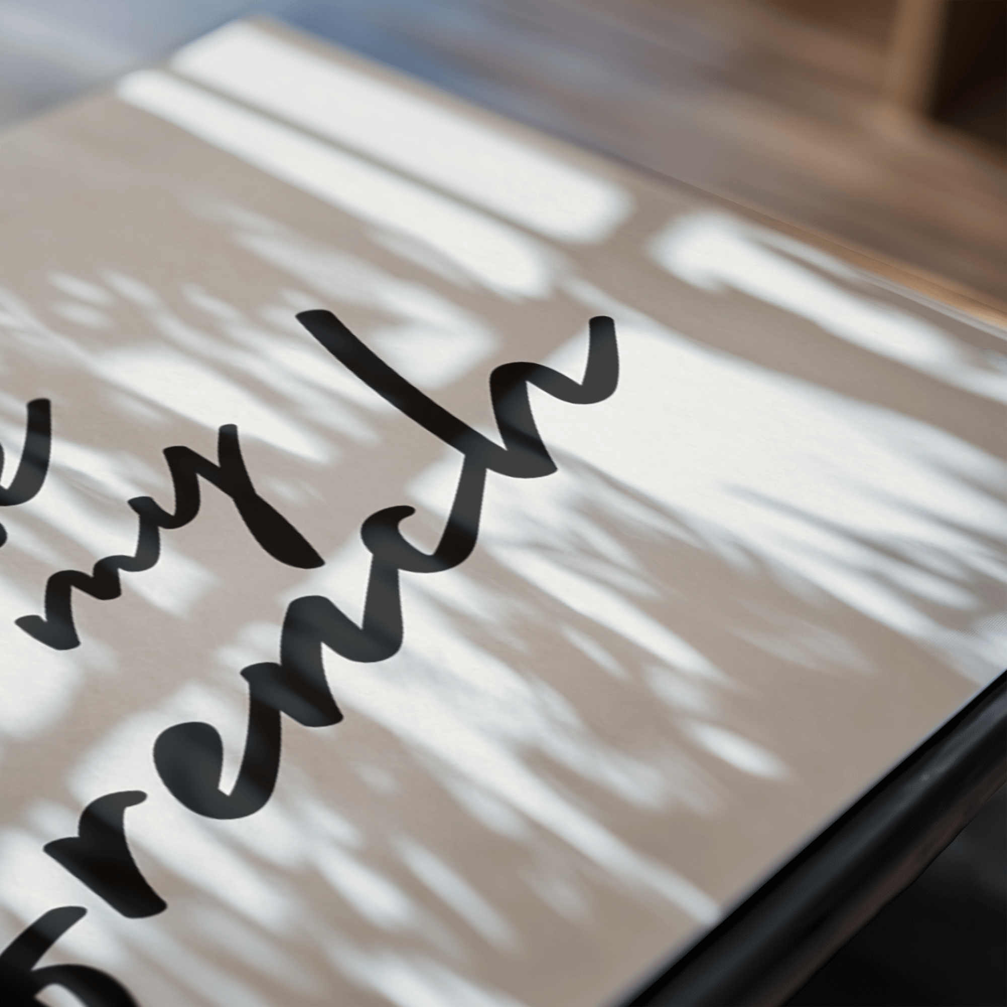 Close up image of "Excuse my French" typography poster in minimalist monochrome design.
